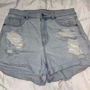 Light Blue Distressed Denim Shorts